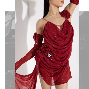 Vestido de Baile Latino Brillante para Mujer, Sin Mangas, Espalda Descubierta, Cintura Ajustada, Traje para Cha Cha, <span class=keywords><strong>Tango</strong></span> y Salsa - Product Image 2