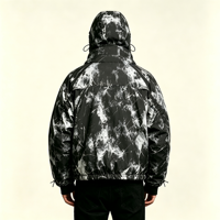 Doudoune à capuche personnalisée coupe oversize style Techwear imprimé marbré coupe-vent hiver