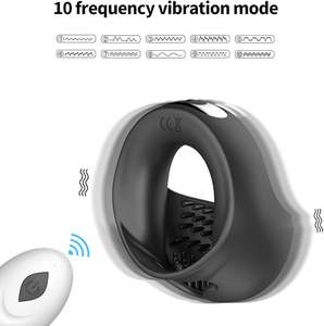 Anillo vibrador silencioso para pene, Juguetes sexuales para hombres, anillo vibrador para pene, carga USB, retraso en la eyaculación, anillo de bloqueo de bola de 10 frecuencias - Product Image 3