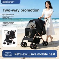Poussette de luxe pliable et portable en aluminium à 4 roues pour petits chiens, confortable, avec panier de rangement ajustable et détachable, simple