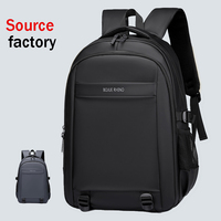 Sac à dos pour ordinateur portable, simple, imperméable, avec fermeture éclair, en polyester Oxford, grande capacité, portable, pour les voyages d'affaires, sangle rétractable