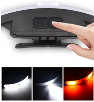 Senter Kepala LED Portabel Isi Ulang USB Tahan Air 6-8 Mode Lampu Flash Tahan Lama Kotak Alat Plastik Alat Bulu Mata