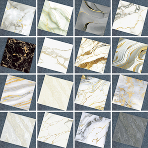 金メッキ600x600mm大理石風高級PVC防水エンボス加工光沢仕上げ床壁タイルモダンヴィラホテルホールインテリア - Product Image 5