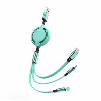 Cable de Datos Retráctil 3 en 1 con Conectores Micro USB/Tipo-C, Diseño Macaron, Logotipo Personalizado, Carga Rápida para iPhone