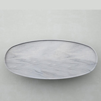 Table basse ovale en marbre, plateau surélevé en pierre naturelle, bord minimaliste, table centrale de canapé, maison de rêve