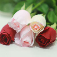 Roses artificielles à toucher réel, branche unique, petites têtes, pour décoration intérieure, arrangements floraux, remise de diplôme, Pâques, rentrée scolaire