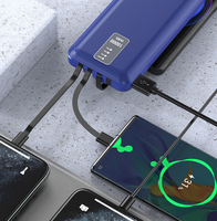 Câble intégré personnalisé 4 en 1 Chargeur portable promotionnel 10000mAh 20000mAh Chargeur de batterie de banque d'alimentation mobile Powerbank Chargeur de batterie