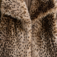 Vente en gros de manteaux en fausse fourrure à imprimé léopard de luxe pour femmes, veste courte à col rabattu, chaude et épaisse pour l'hiver