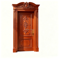 Porte intérieure sur mesure en bois massif acajou blanc nacré avec des sculptures classiques exquises pour la conception de villas haut de gamme