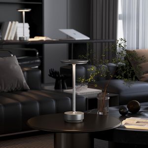 โคมไฟตั้งโต๊ะ LED ไร้สายขนาด5200มิลลิแอมป์ยูเอสบีชนิด C อลูมิเนียมตั้งโต๊ะแบบพกพาไฟหรี่สัมผัสแบบไร้สายชาร์จไฟได้ - Product Image 2