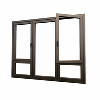 Fenêtre à battant en aluminium thermolaqué anti-corrosion avec protection UV en verre trempé, en stock, pour usine et bureau