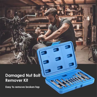 Outils de retrait pour M4-M22 Extracteur de tarauds à vis dénudé avec boîte Extracteur de tarauds à tête cassée Kit d'extracteurs de tarauds à vis 10 pièces