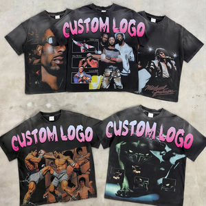 Camisetas de Hombre KingSen de Alta Calidad, 100% Algodón, Lavado Ácido, Diseño Gráfico, Corte Regular, Serigrafía, Pedrería, Estilo Hip Hop - Product Image 2