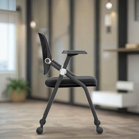 Chaise de bureau ergonomique moderne avec mouvement basculant, accoudoirs réglables, design pliable et tablette d'écriture confortable pour usage domestique