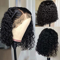 Perruque Bob Lisse en Gros, 100% Cheveux Humains Vierges Brésiliens Péruviens Indiens, Perruque en Dentelle HD pour Femmes Noires