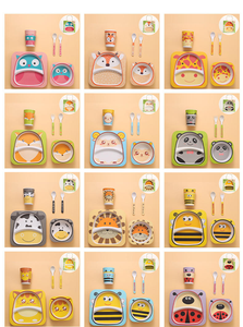 Juego de Vajilla Infantil de 5 Piezas en Caja de Regalo, Plato, Utensilios, Tazón, Vajilla de Fibra de Bambú para Niños y Bebés - Product Image 6