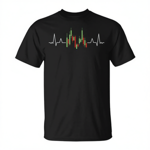 Heartbeat Stock Chart <b>Candle</b> Chart T-Shirt Promotional Clothing with Frequent Stock Frequency Graphic - Product Image 2