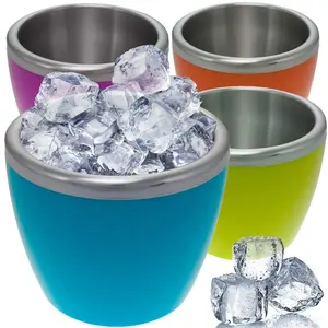 CAMOL Custom Insulated Colorful Double-wall Mini Small Ice Bucket 750ml Stainless Steel Bar Condiment Insulated Barware Set
