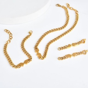 Conjunto de Joyería de Cadena de Acero Inoxidable Personalizado, Collares de Cadena Cubana Gruesa Estilo Miami - Product Image 4