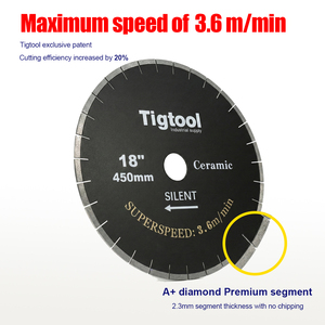 <strong>Superlife</strong> 3.6 m/min Chip-Free 45&deg; Miter Cutting Tigtool 18"/450mm Silent Diamond Saw Blade for Ceramic/Porcelain/Dekton - Product Image 3