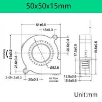 Kipas Blower 2pin kuat 50mm x 15mm untuk printer 3D 24V bantalan hidrolik Turbo pendingin tanpa sikat OEM ODM plastik kustom