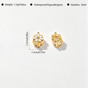 Grosir Liontin Bunga Daisy Warna-warni Enamel Stainless Steel <span class=keywords><strong>2.3</strong></span>*1.3cm, Aksesoris Perhiasan DIY - Product Image 6