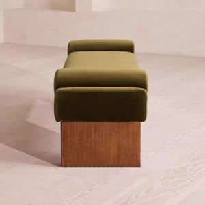 French Retro Ottoman Bench Chair Changing Shoes Vintage Fabric Side Stools Nordic Living Room Chair Shoe Changing Stool - Product Image 4