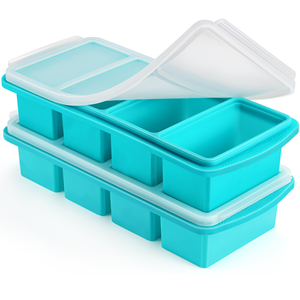 Bac de congélation en silicone avec couvercle - Moules alimentaires en silicone pour congélateur - Grand bac à glaçons, Contenant de congélation en silicone, Congélation - Product Image 1