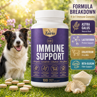 Suplemen Pendukung Kekebalan Tubuh 4 in 1 untuk Anjing Astragalus Lactoferrin Colostrum Beta Glucan Tablet 100 Butir Sehari OEM