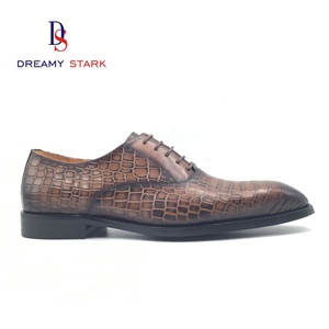 Chaussures habillées de luxe pour hommes en cuir véritable peintes à la main, à lacets, dégradé marron, pour l'automne et l'hiver, idéales pour le bureau - Product Image 3
