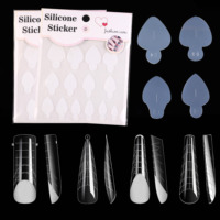 14 pièces/feuille Autocollants de manucure réutilisables en plastique à double embout, non toxiques, pour la création d'extensions d'ongles en gel, motif artistique français 2D
