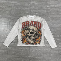 T-shirts pour hommes personnalisés 100% coton, impression DTG, motif graphique Jumbo, coupe ample, coupe courte, manches longues gaufrées