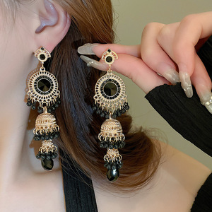 Pendientes Retro Vintage, joyería de fiesta de noche, pendientes largos de gota con borlas de diamantes de imitación de cristal para mujer - Product Image 5