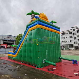 Custom dual lanes outdoor backyard kids commercial grade sunshine paradise tropical inflatable water <b>slide</b> with <b>pool</b> - Product Image 5