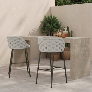 Hồ bơi tùy chỉnh dệt Băng thanh ghế và bàn đồ gỗ ngoài trời đặt vườn ăn cao Phân Patio nhôm thanh ghế - Product Image 4