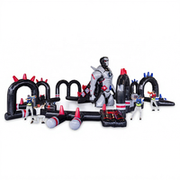 Arena de Batalla Inflable para Pistolas Nerf, Obstáculos de Laser Tag con Sistema de Juego Interactivo y Chaleco de Ataque