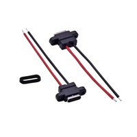 Konektor Tipe-C Betina Tahan Air IP67 2 Pin Kabel Pigtail Terpasang Solder Overmolded Produsen Soket Jack Tipe-C