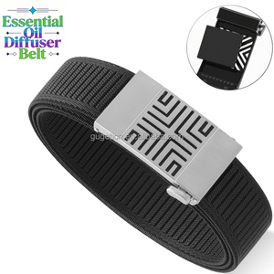 Cinturón de tela con difusor de aceites esenciales, el primero del mundo, con cierre automático de aleación, elástico, de nailon y lona, de 3.5 cm, con un elegante diseño calado, informal. - Product Image 1