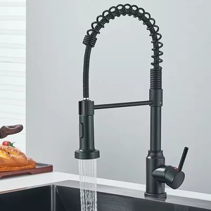 Mùa Xuân Đen kéo xuống vòi bếp Vòi phun đầu nóng lạnh vòi nước bằng thép không gỉ xoay bếp trộn vòi cần cẩu - Product Image 5