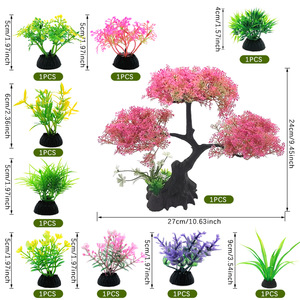 Décorations pour aquarium, plantes artificielles en plastique écologiques de haute qualité, grottes et roches, ensemble de 10 pièces avec des tailles petites et grandes - Product Image 2