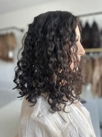 Tupé Negro al por Mayor, Cabello Virgen Europeo, Nudos Individuales, Rizado Jerry, Sistema de Reemplazo Transpirable con Encaje Completo HD para Mujer