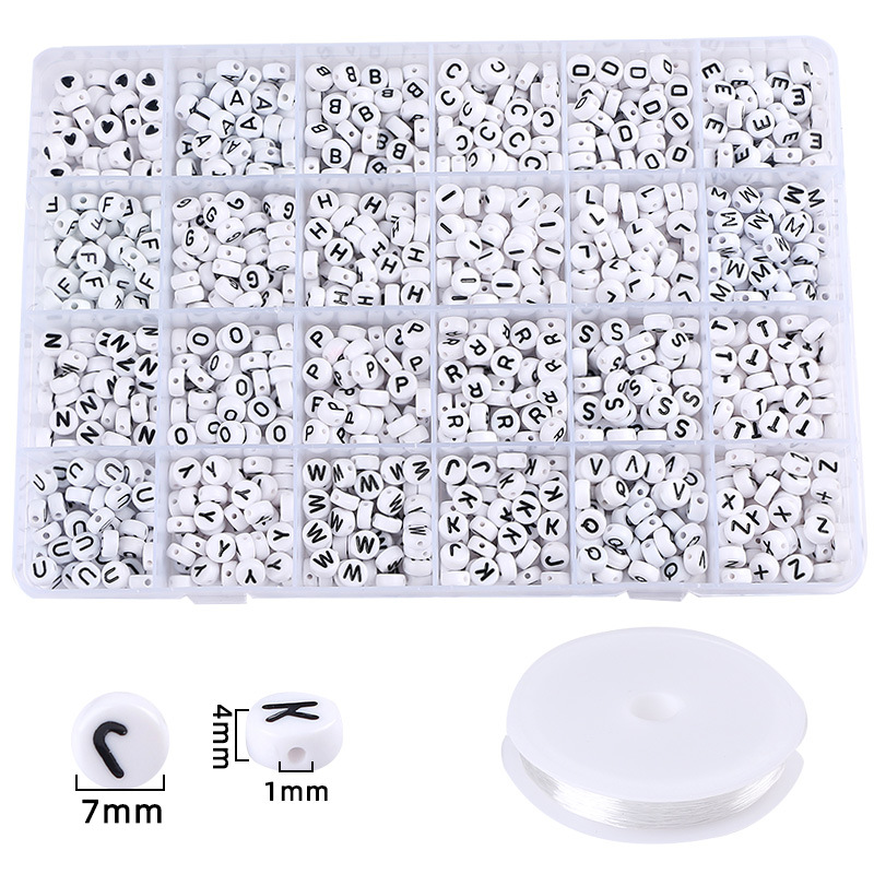 Square Acrylic English Letter Beads Tools Set Round Plastic Puzzle Alphabet Bead Box For DIY Bracelet Jewel Making Accessories