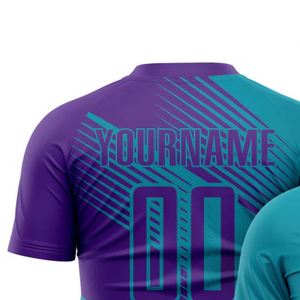 Camiseta de Fútbol de Manga Corta Color Azul Turquesa, Diseño Diagonal Dinámico, Transpirable, de Secado Rápido, Uniforme Deportivo para Entrenamiento y Partido - Product Image 5