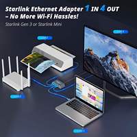Adaptador Gigabit Ethernet de 4 Puertos RJ45 Hub para Starlink Gen 3 Mini 4, Laptop, PC, Servidor, Tarjeta de Interfaz de Red Múltiple de 1000M, Divisor