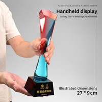 Trophée en verre cristal écologique personnalisé, imprimé UV, gravé au laser, design élégant haut de gamme, personnalisable, retraite
