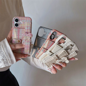 Patrón tejido Corazón Muñequera Titular Tarjeta Bolsa Funda de teléfono para Iphone17 16 Pro <span class=keywords><strong>Max</strong></span> 15 14 13 12 11 Calidad garantizada - Product Image 6