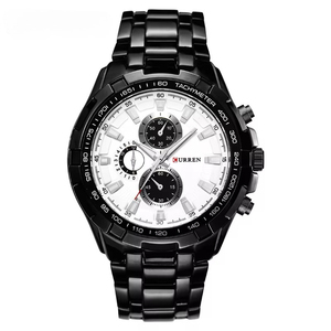 นาฬิกาสปอร์ตโครโนกราฟผู้ชายแบบสองสี 3 หน้าปัด พร้อมขอบหน้าปัดแบบ Tachymeter สายสแตนเลสกันน้ำ เรืองแสง ควอตซ์ - Product Image 2