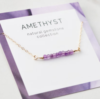 Nouveauté : Collier pour femme en acier inoxydable plaqué or 18 carats avec améthyste facettée de 3 mm, pierre de naissance, cadeau pour elle