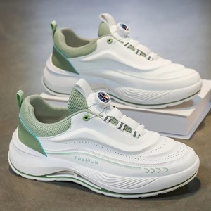 Zapatillas deportivas de malla con cordones para hombre, color blanco, modernas, versátiles, con suela gruesa, deportivas, informales, para correr, estilo papá. - Product Image 4