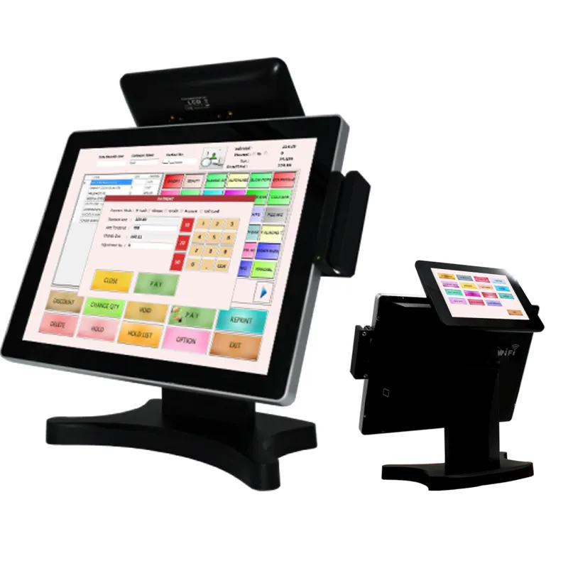 آلة نقطة بيع نظام 2 شاشة بصمة اختياري المدمج في واي فاي محطة ماكينة تسجيل المدفوعات النقدية كل واحد أنظمة نقاط البيع